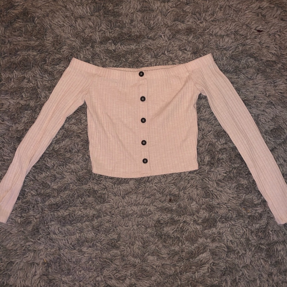 Cream off the shoulder cropped top